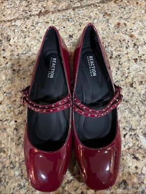 Kenneth Cole Reaction Women's Wine Patent Studded Mary Jane Shoes